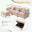 Canapé modulaire en L en chenille avec repose-pieds, support pour téléphone et port de chargement USB-1912863469