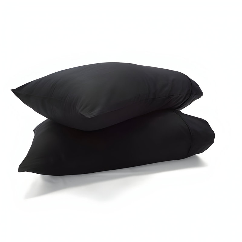 400TC Sateen Cotton Solid Pillowcases (Set Of 2), Black