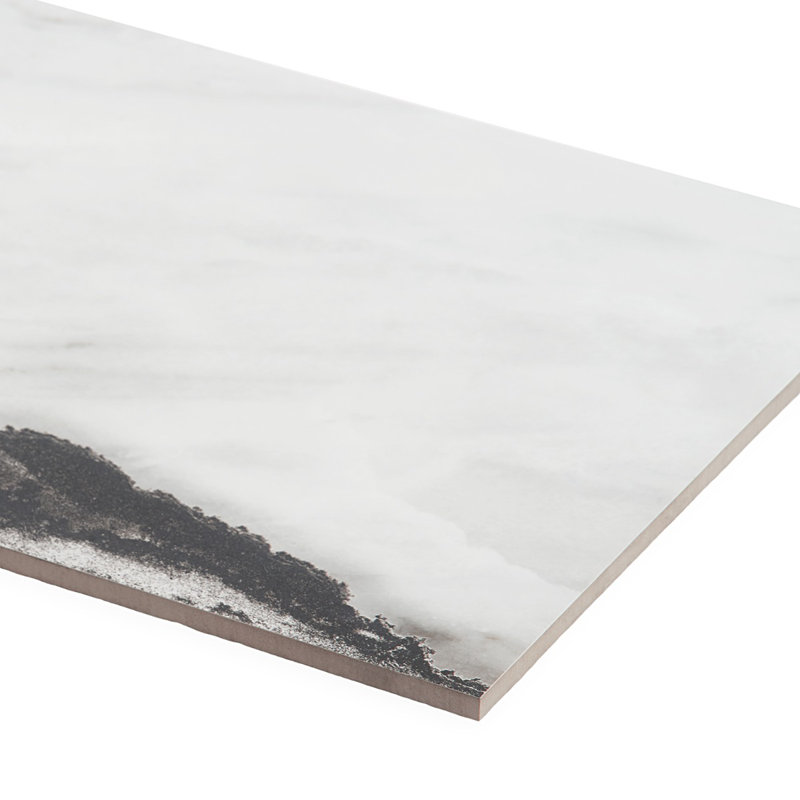 12" x 24" Polished Marble Look Porcelain Floor and Wall Tile, Panda White
