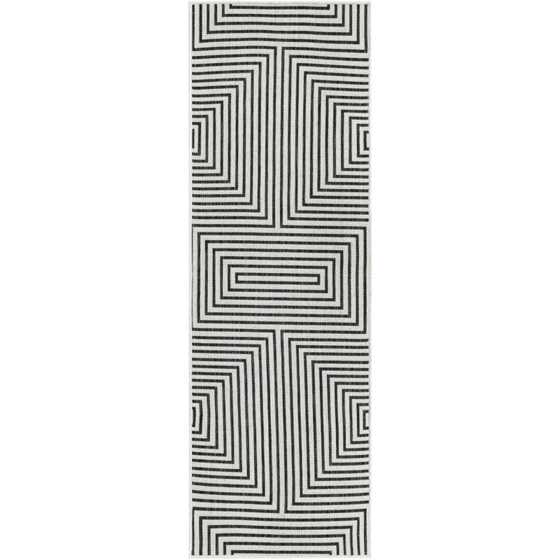 Contemporary Odawa Area Rug White and Black Colour, Runner 2' x 6'1"
