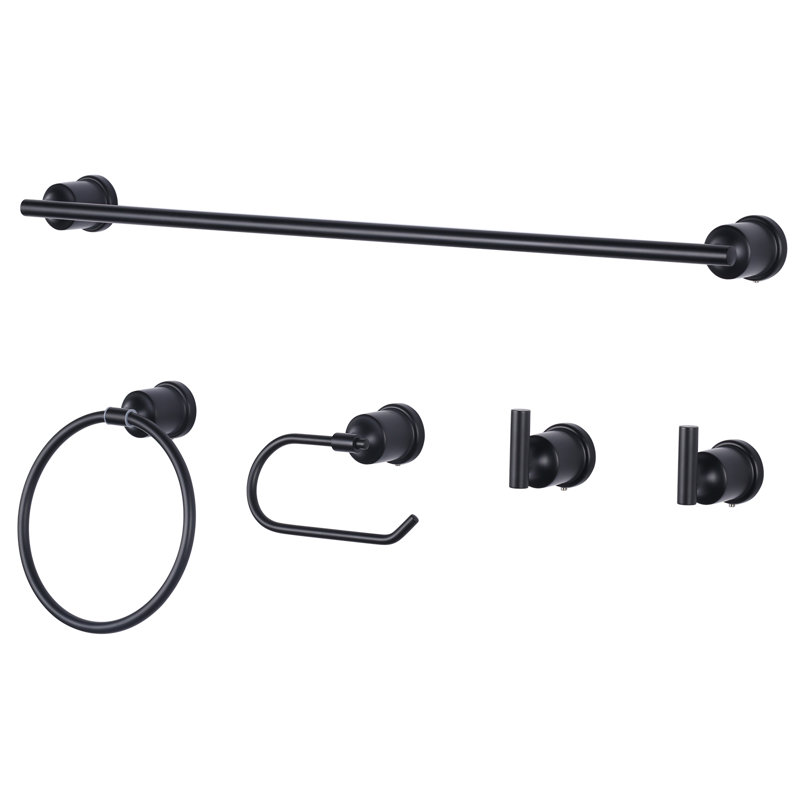 5 - Piece Bathroom Hardware Set, Black