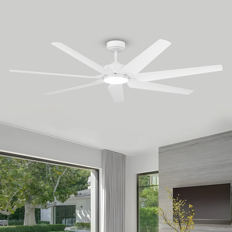Smart 65" Modern 7-blade Ceiling Fan With Dimmable Led Light,  Dc Motor,3 Adjustable Color Temperatures ,perfect For Living Rooms, Bedrooms, And Outdoor Patios