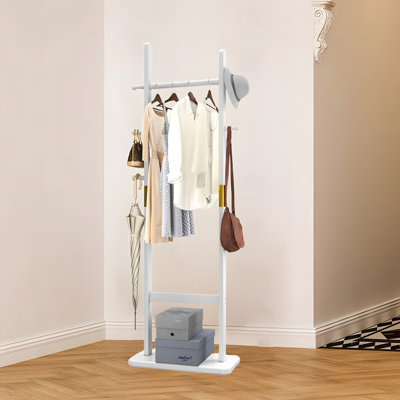 Simple Trending Standard Clothes Clothing Garment Rack With Storage Shelves