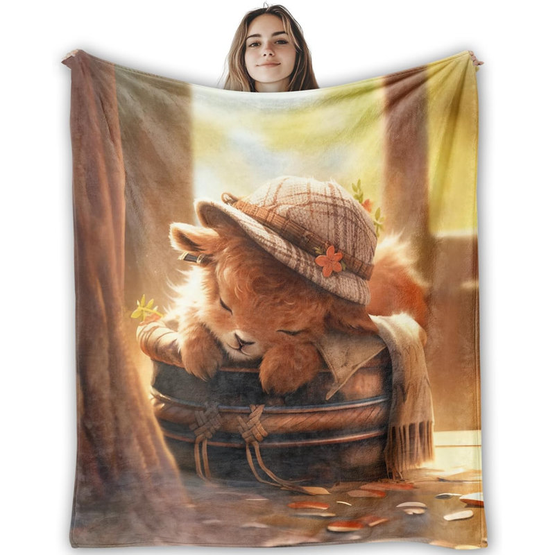 Jeté en polaire Highland Cow 80 po x 60 po, douillette douillette de style campagnard pour lit et chambre à coucher, cadeau pour femme