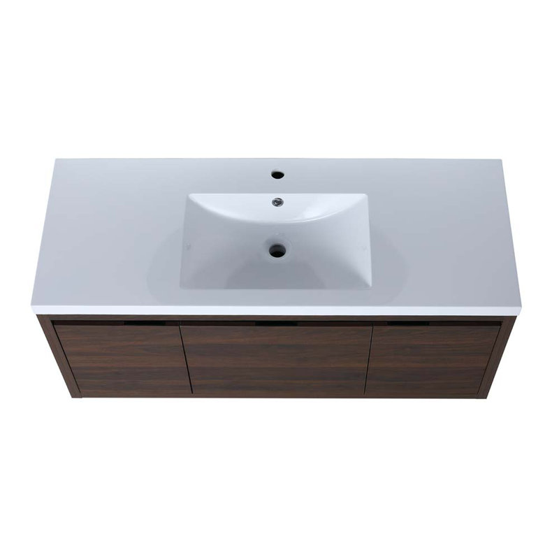 Meuble-lavabo simple 47,2 po avec plateau en résine, Noyer de Californie