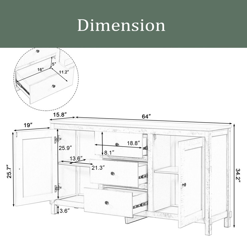 Toshie 64'' Sideboard, Espresso