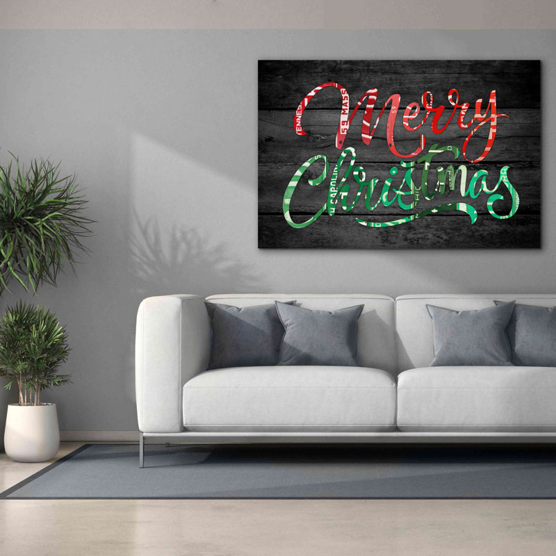 «Merry Christmas Licence Plates» par Design Turnpike, estampe numérique sur toile, H 40 po x l 60 po x P 1,5 po