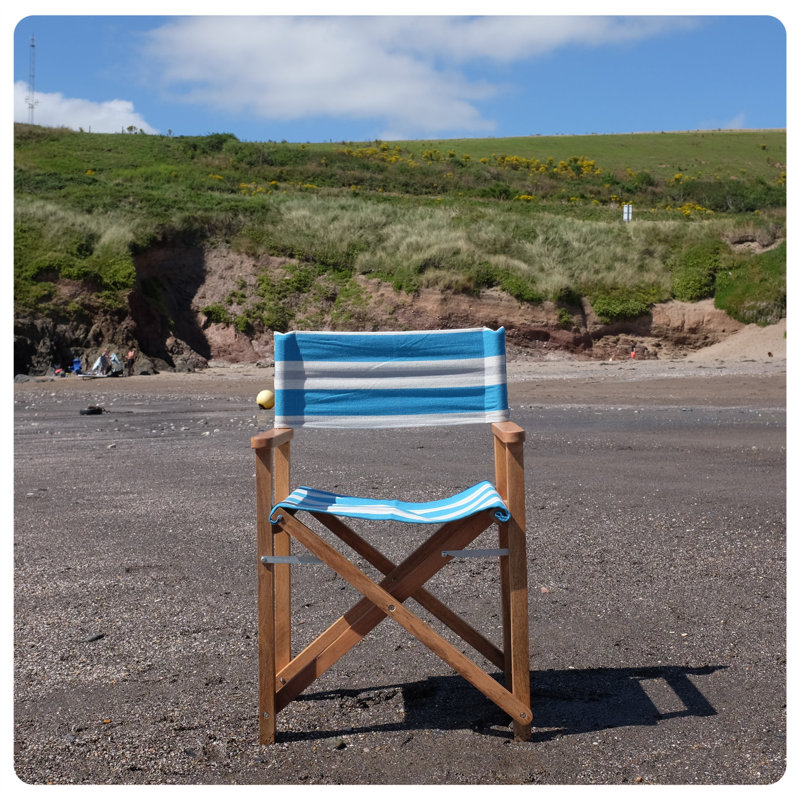 Cream Premium Director's Chair, Blue/White