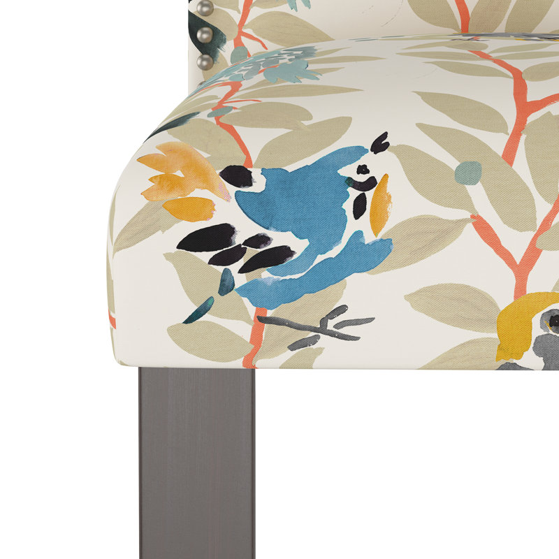 Tabouret de bar et de comptoir Delbreco, Tabouret de bar (siège d'une hauteur de 31 po), Vigne multicolore Avery, Bois noir
