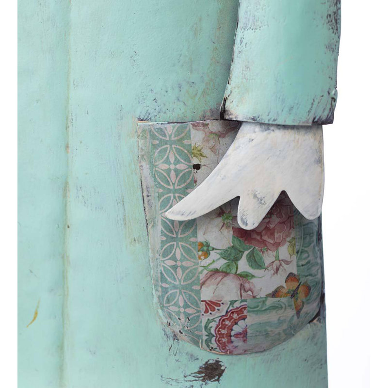 Statue de jardin canard en métal, Bleu