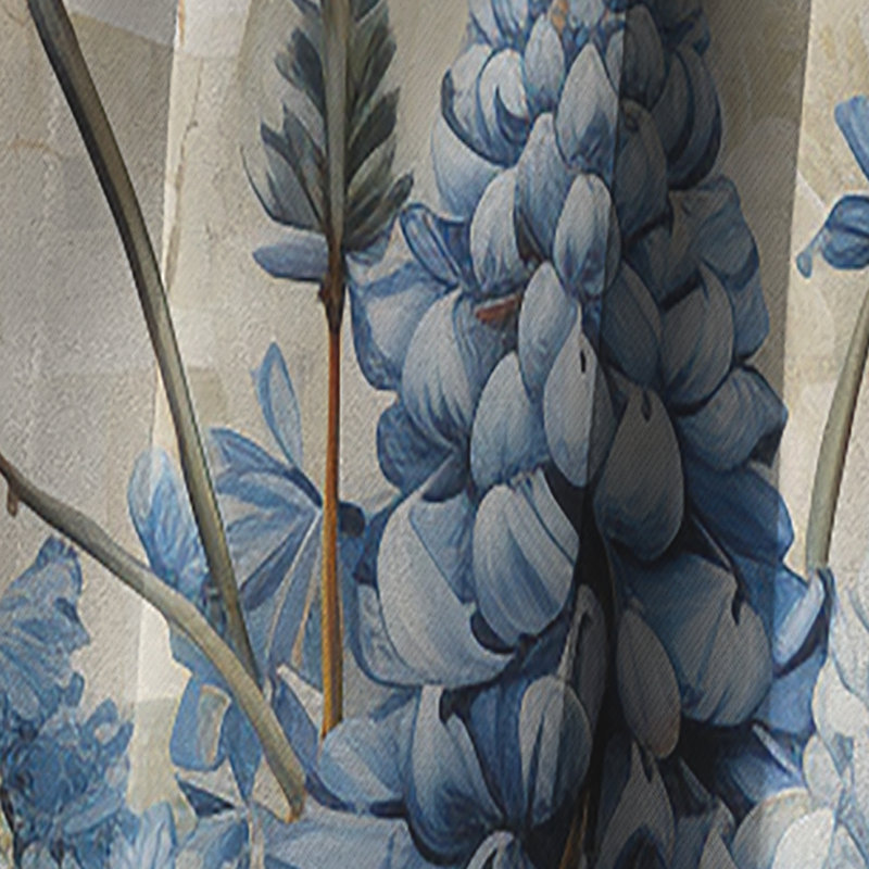Beneduce - Rideau occultant floral bleu Bonnets - 1 panneau, L 52 po x L 63 po