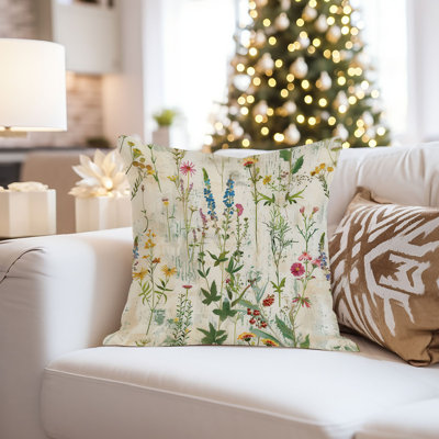 Botanical Wildflowers Flower Pattern XVIII Cottage Throw Pillow Cover