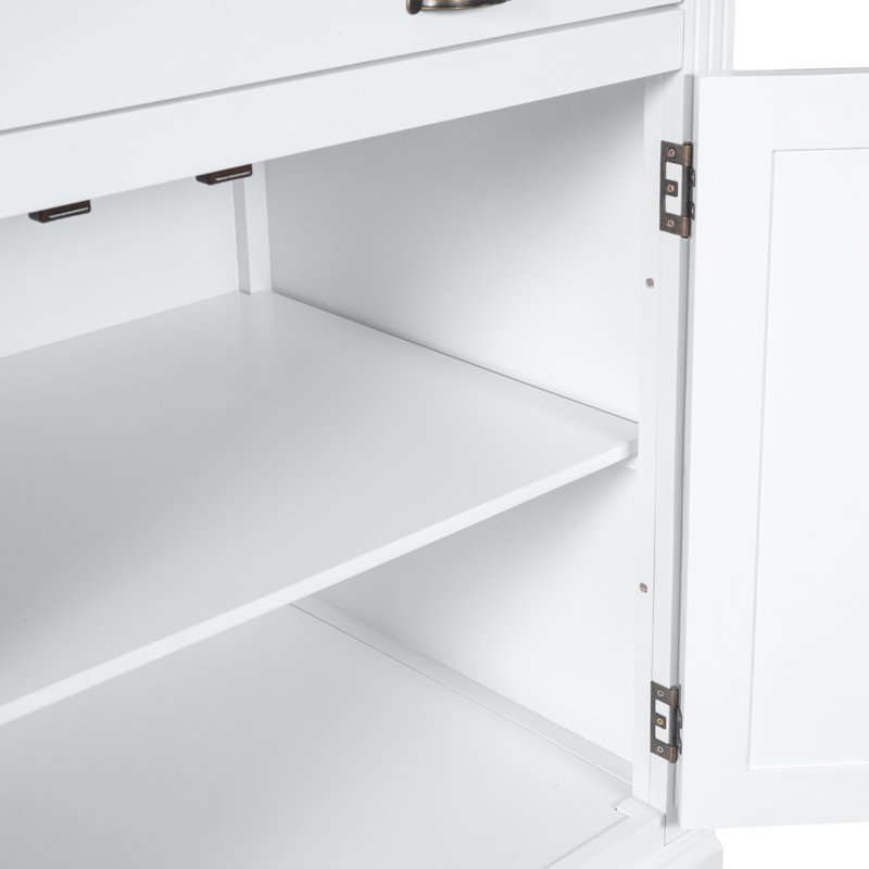 83.4" Tall White Solid Wood Bookcase with LED Lighting and Doors
