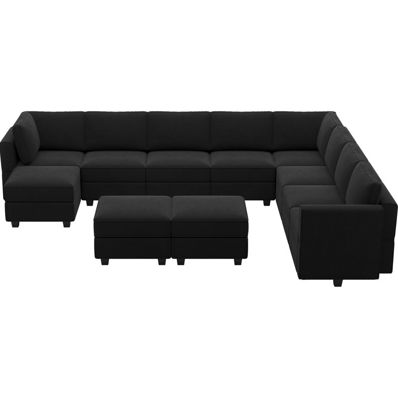 Canapé modulaire en velours l 143 po Wylodene, Velours noir