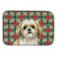 Tapis de vaisselle doré et blanc Shih Tzu