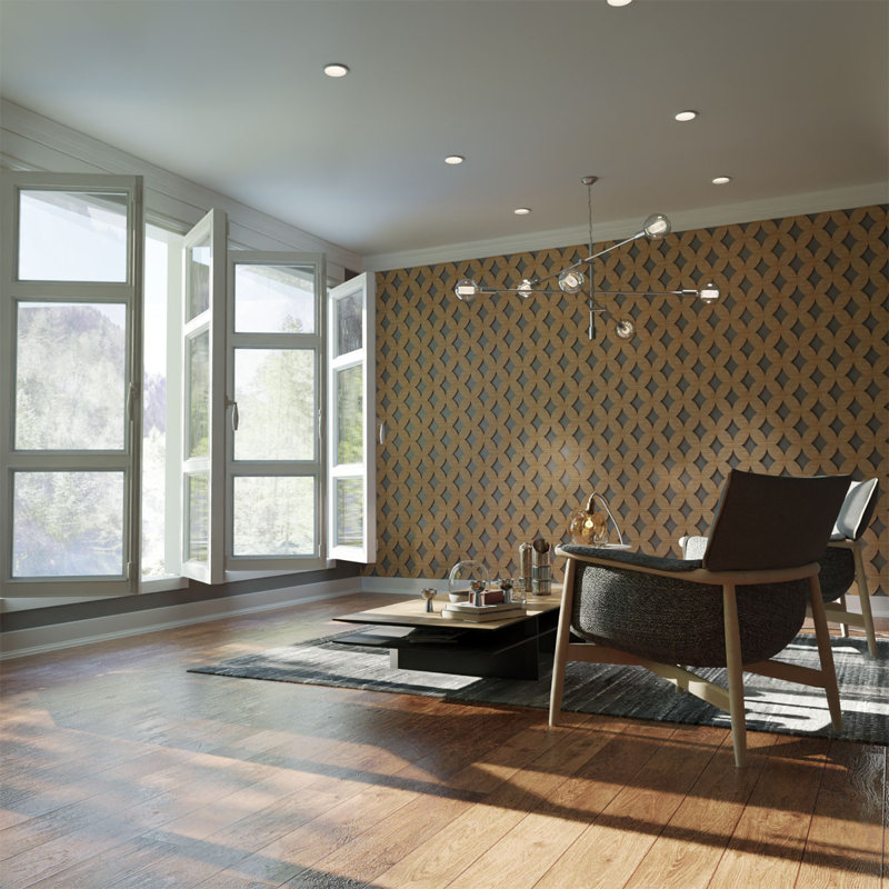 Panneaux muraux décoratifs en bois Gresham, Aulne, H 7 3/8 po x l 7 3/8 po x P 1/4 po