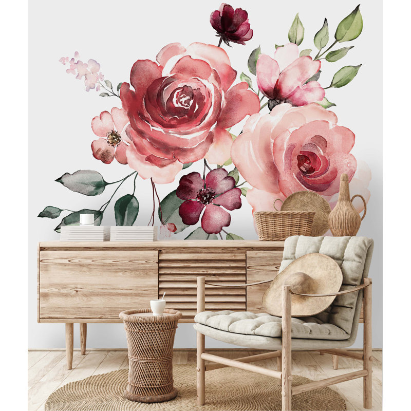 Austin-John Floral Wall Mural, Paper, 10.41" W x 125" L