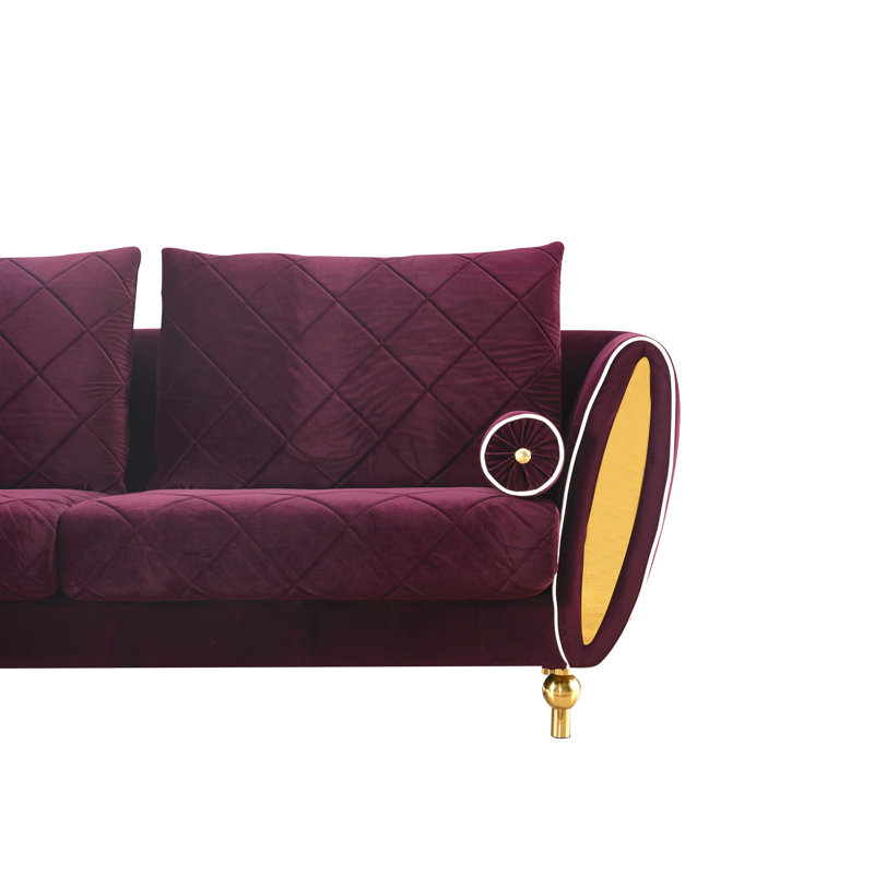 3 Pieces Sipario Vita Modern Blue Sofa Set, Burgundy
