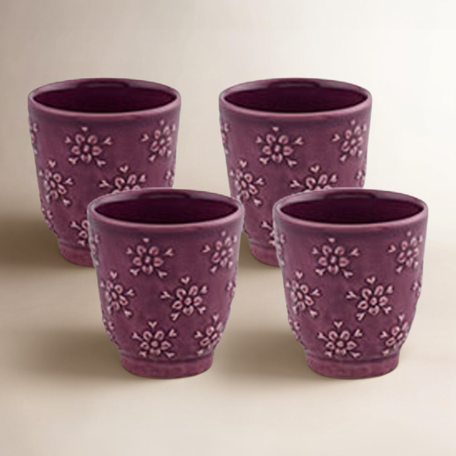 Flora Earthenware Espresso Cup, Purple