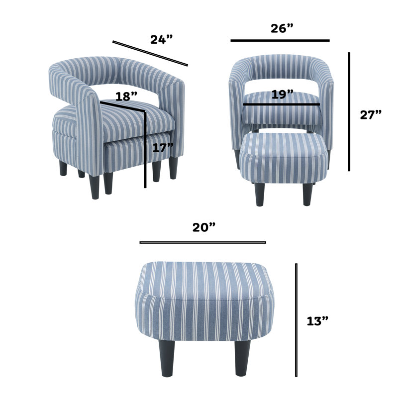 Fauteuil demi-tonneau d'appoint avec repose-pieds et fauteuil rembourré Modern Modern