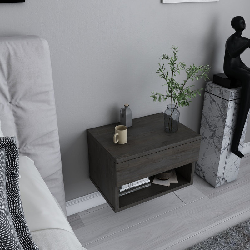Jamot 44.6cm W Bedside Table, Dark Oak