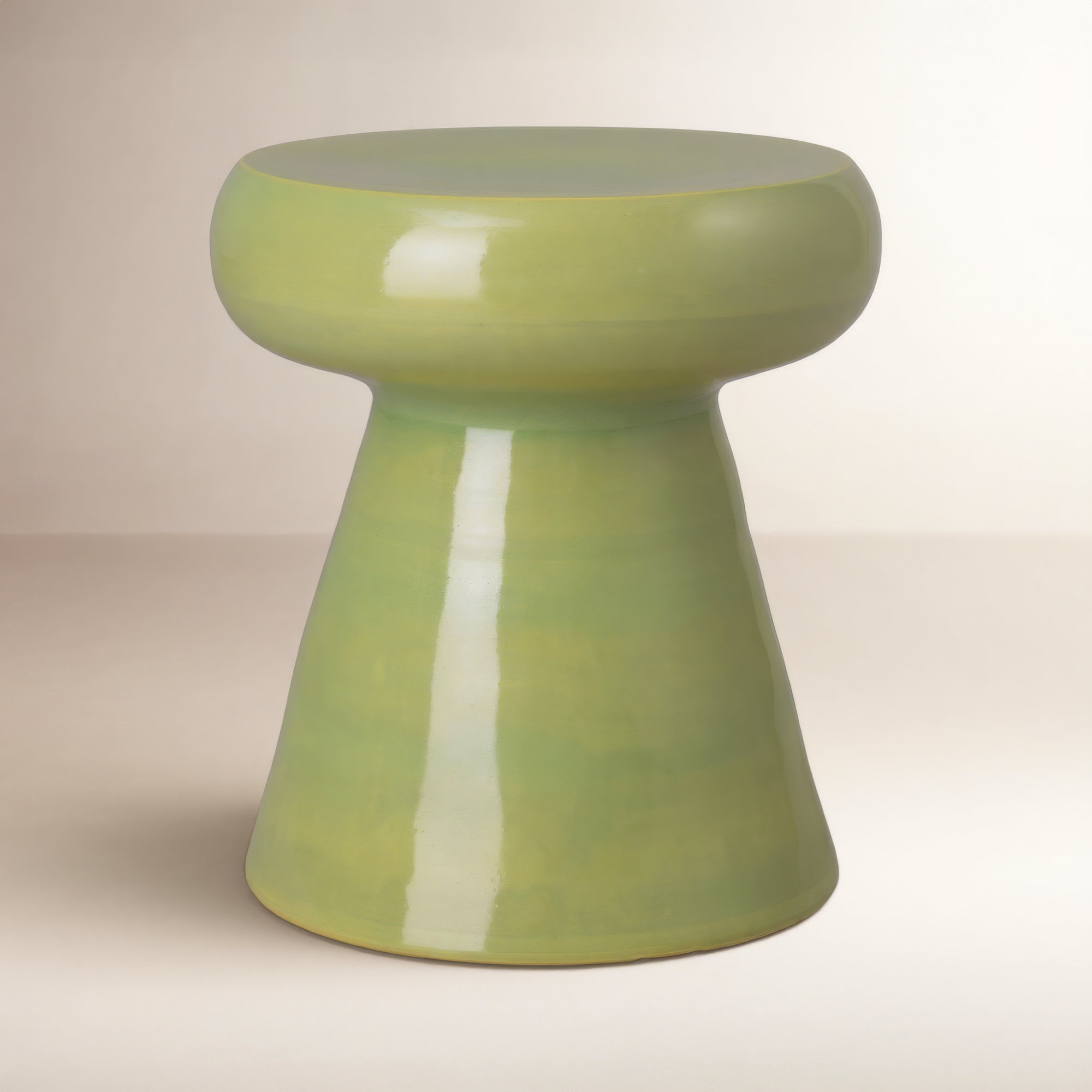 Abra Ceramic Accent Stool, Lime