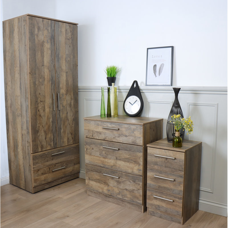 Fully Assembled Lemond 3 Drawer Bedside Table