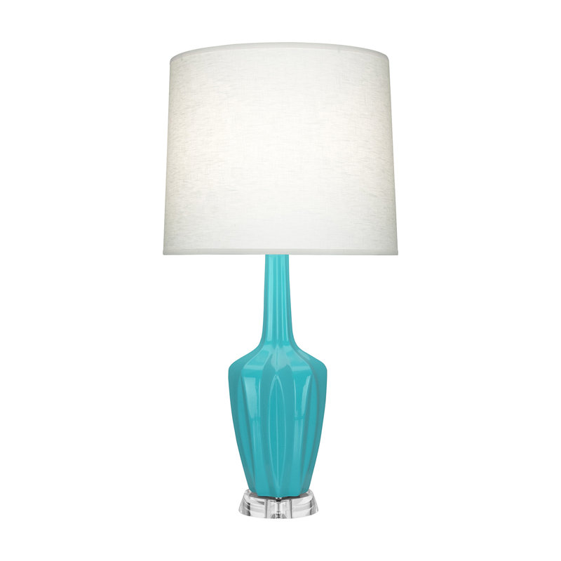 Emma Accent Lamp, 30" H x 6.25" W x 15" D, Ceramic/Acrylic, Egg Blue Glazed