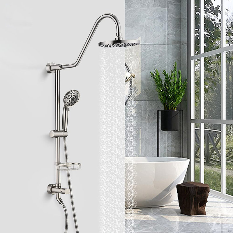Système de douche complet avec valve brute, Nickel brossé