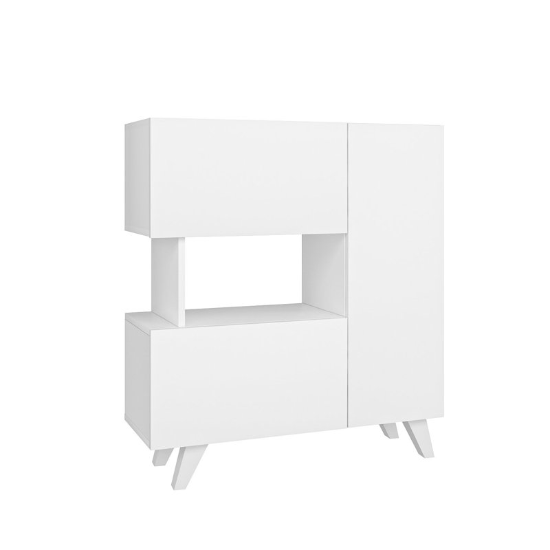 Modern Multi-Purpose Cabinet, White, 35.4 x 40.2 x 12.4 inches | 100% Melamine Coated Particle Board, Thickness: 0.7 inches | Features Numerous Shelves, Wall-Mountable Design | Perfect for Organizing Home & Office Spaces