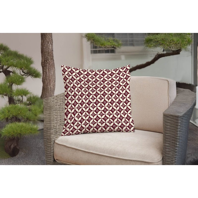 Coussin décoratif Sakura Bloom, Carré 20 po, Vin géométrique