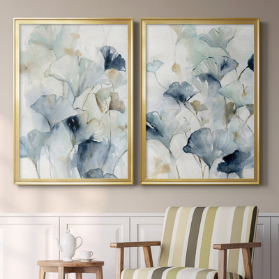 Indigo Ginkgo I, reproduction encadrée de qualité supérieure - prête à être accrochée