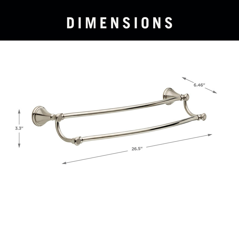 Double Towel Bar In Stainless Steel - 24-Inch Bathroom Hardware With Durable Zinc Construction, Easy Installation