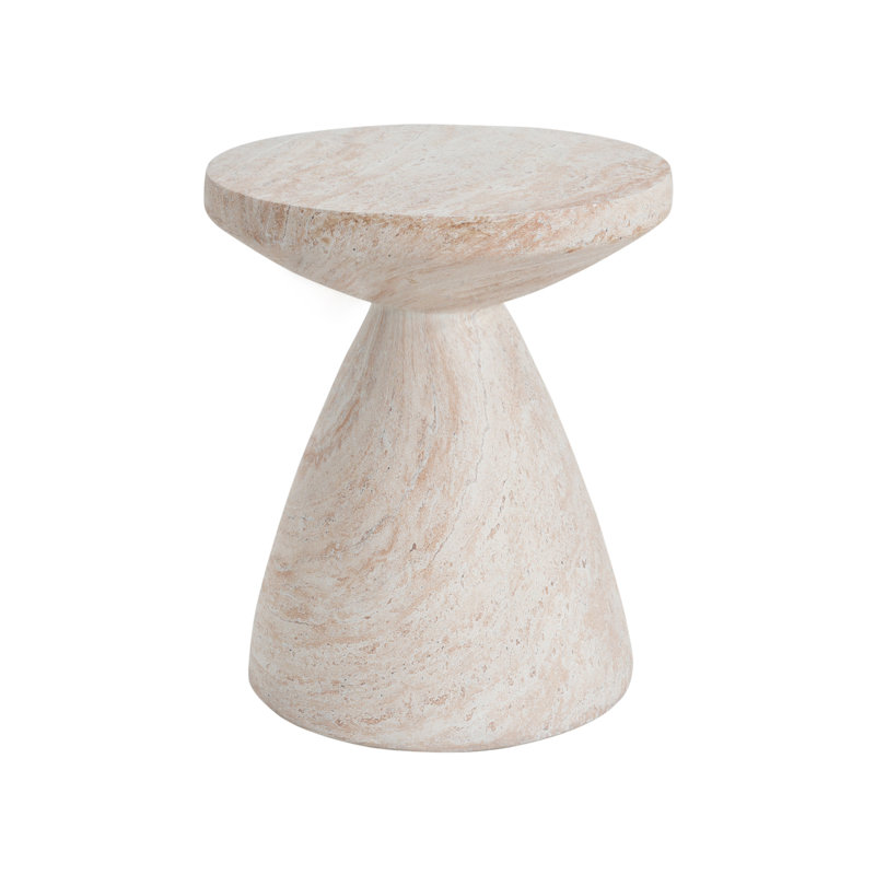 Table d'appoint d'extérieur / d'intérieur en béton léger, finition travertin