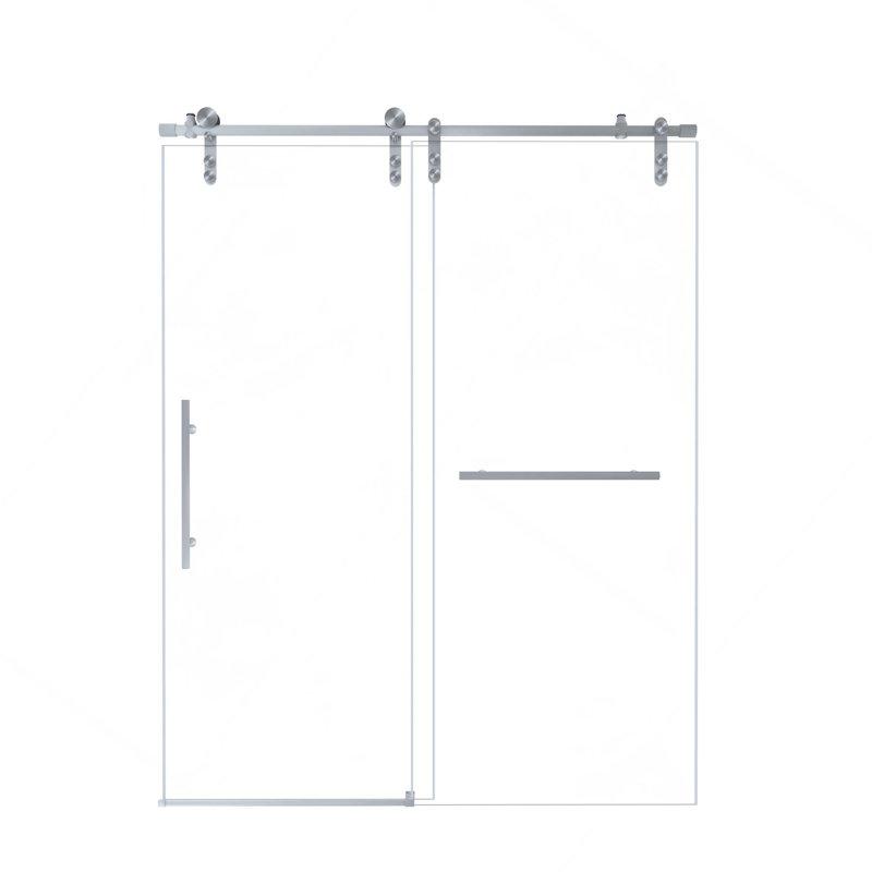 Porte de douche coulissante en acier inoxydable avec structure imperméable et verre trempé durable, L 60 po x H 76 po