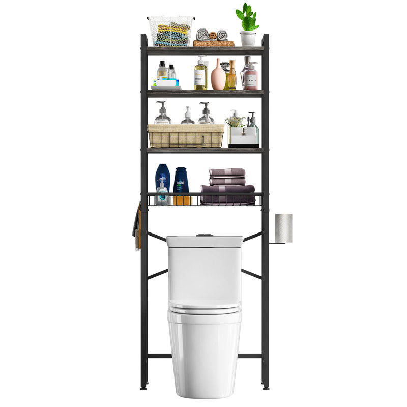 Agassiz Metal Adjustable Freestanding Over The Toilet Storage, Gray/Black