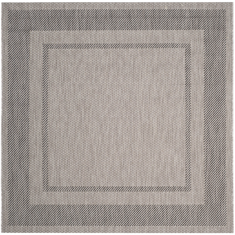 Reid Performance Solid Color Indoor/Outdoor Area Rug, Square 5'3", Beige/Black