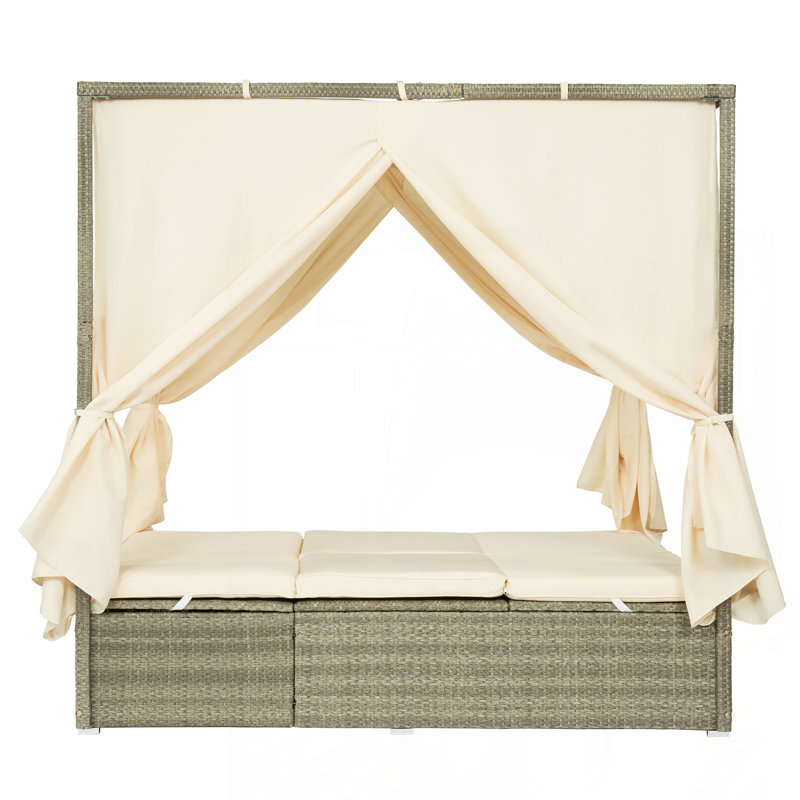Chaise longue d'extérieur réglable avec auvent, inclinable multi-positions et coussin amovible pour le patio et la piscine, 3 couleurs