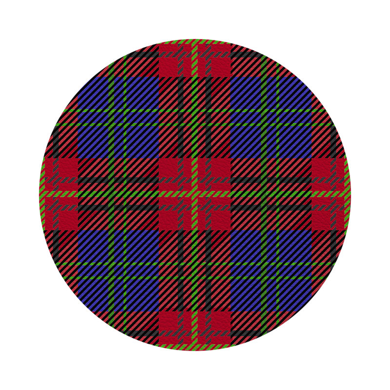 Tartan Blue Vegan Leather Round Coasters, Blue