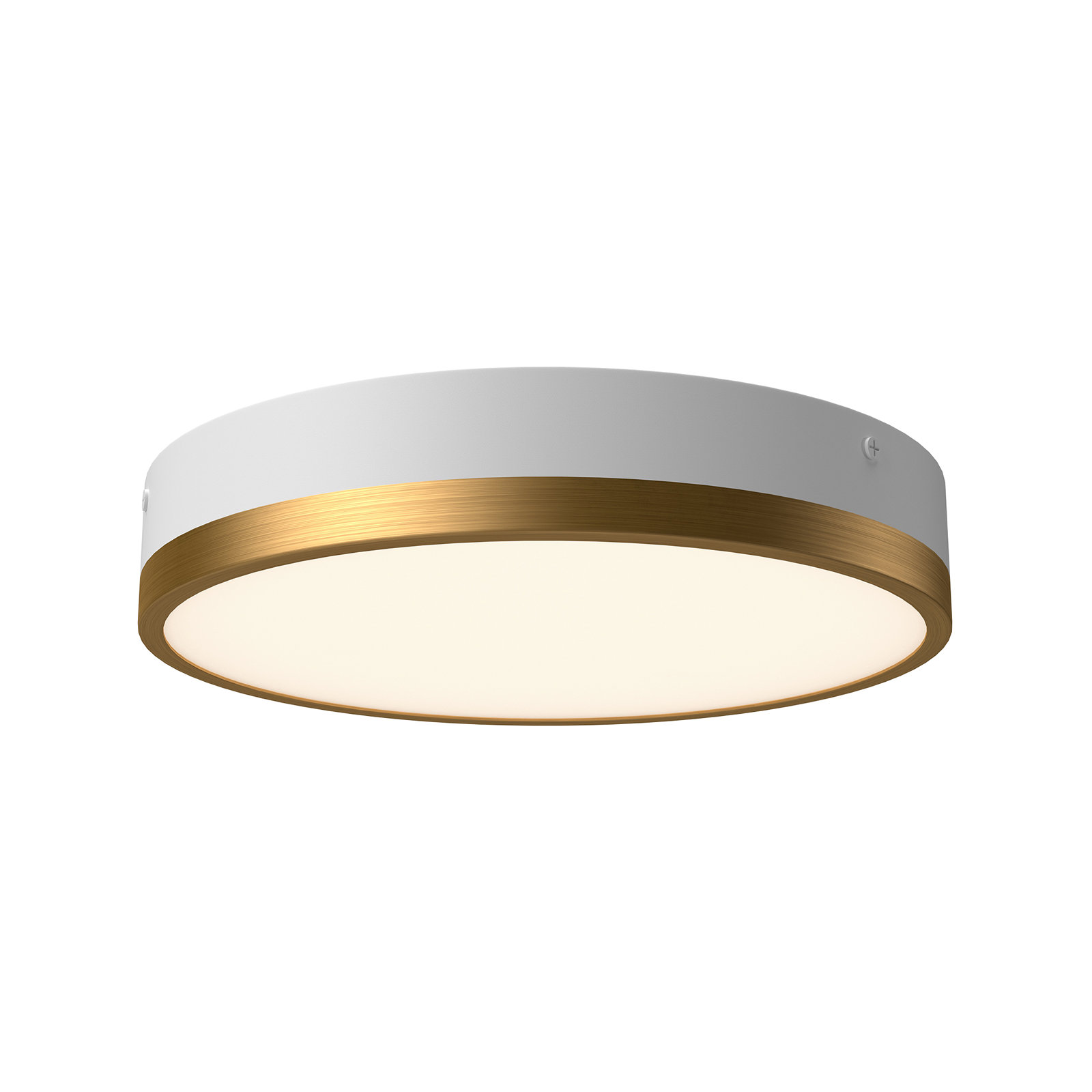 Orland Single Light Glass LED Flush Mount, Aged Gold/White, 2" H x 11.13" W x 11.13" D