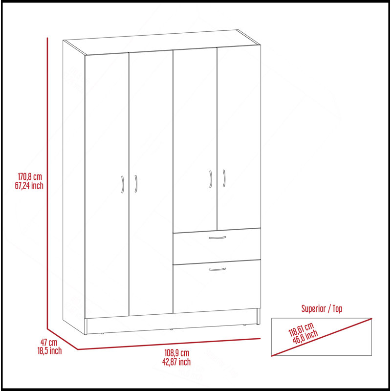 Armoire Alpes, chambre, noir / blanc