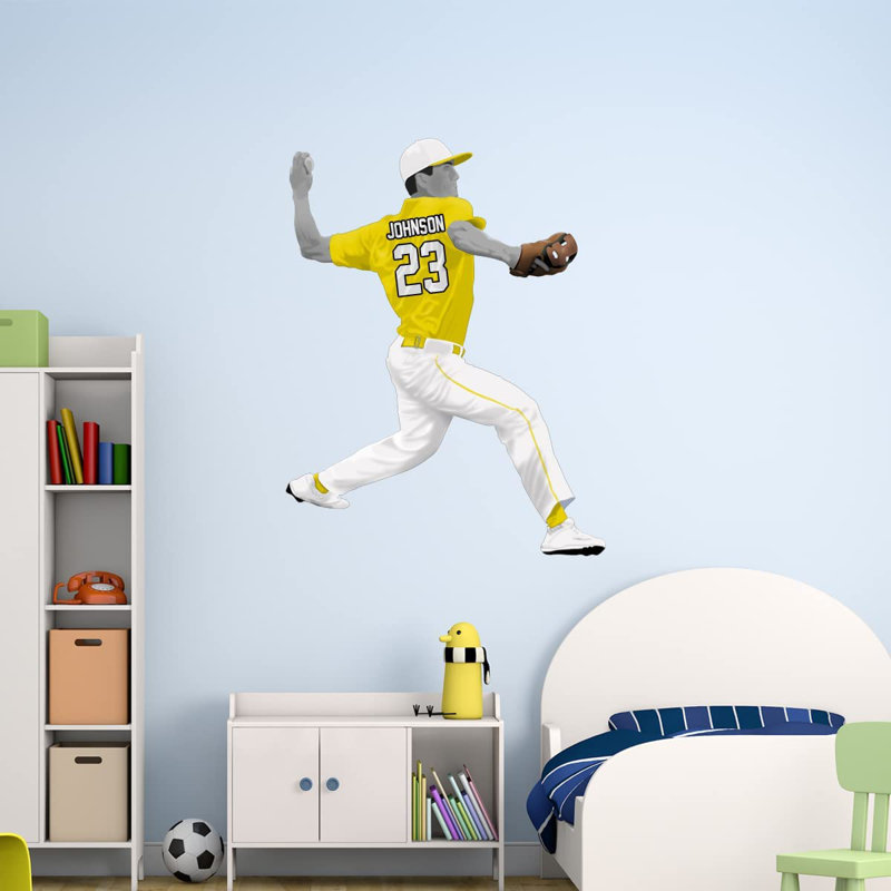 Adhésif décoratif baseball, H 47 po x l 36 po, Oui, Jaune