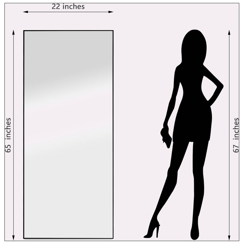 Miroir taille réelle, 64 po x 21 po, Noir