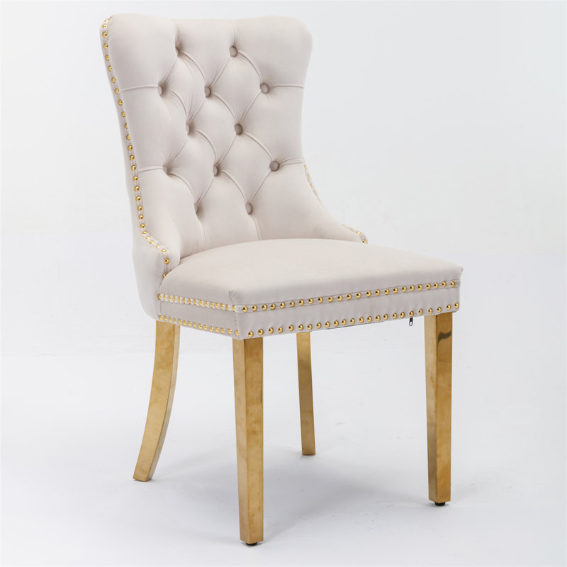Chaise de salle à manger, Beige, Doré