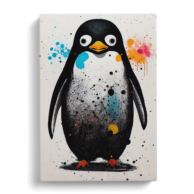 Paint Splash Penguin No.4 - Wrapped Canvas, 50cm H x 35cm W x 3cm D