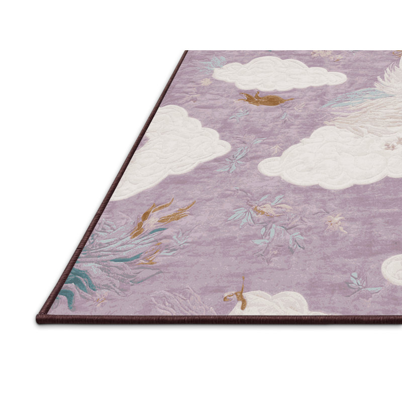 Tapis beige soyeux et moelleux, Rectangle 5 pi x 7 pi