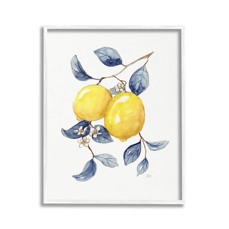 «Minimal Lemon Fruits», art de la giclée encadrée par Nan, Giclée encadrée blanc bord de mer, H 30 po x l 24 po
