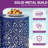 18" H 2-Pack Metal Outdoor Side Table with Scroll Cut-Out, Industrial Garden Stool, Cobalt Blue Mosaic