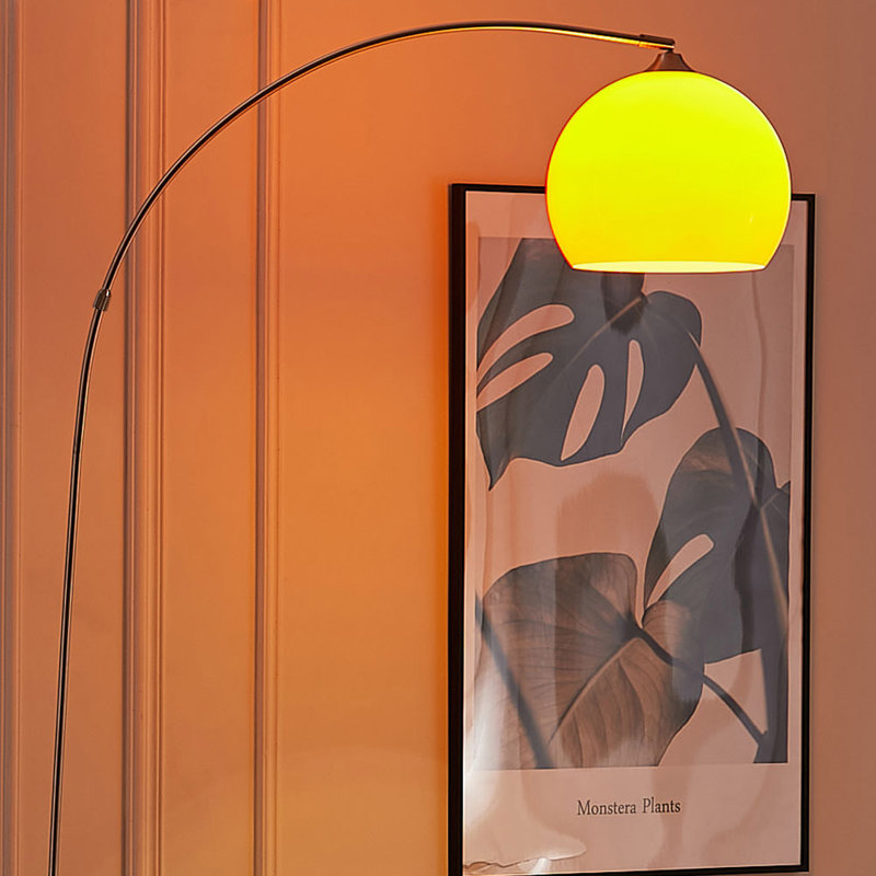 Amesbury 145cm Modern  Arched Floor Lamp with Marble Base, Orange