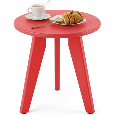 HDPE Outdoor Side Table,  Round Side Table Weather-Resistant, Outdoor Side Tables For Patio, Porch, Deck, End Table For Plant Stand, Living Room, Bedroom